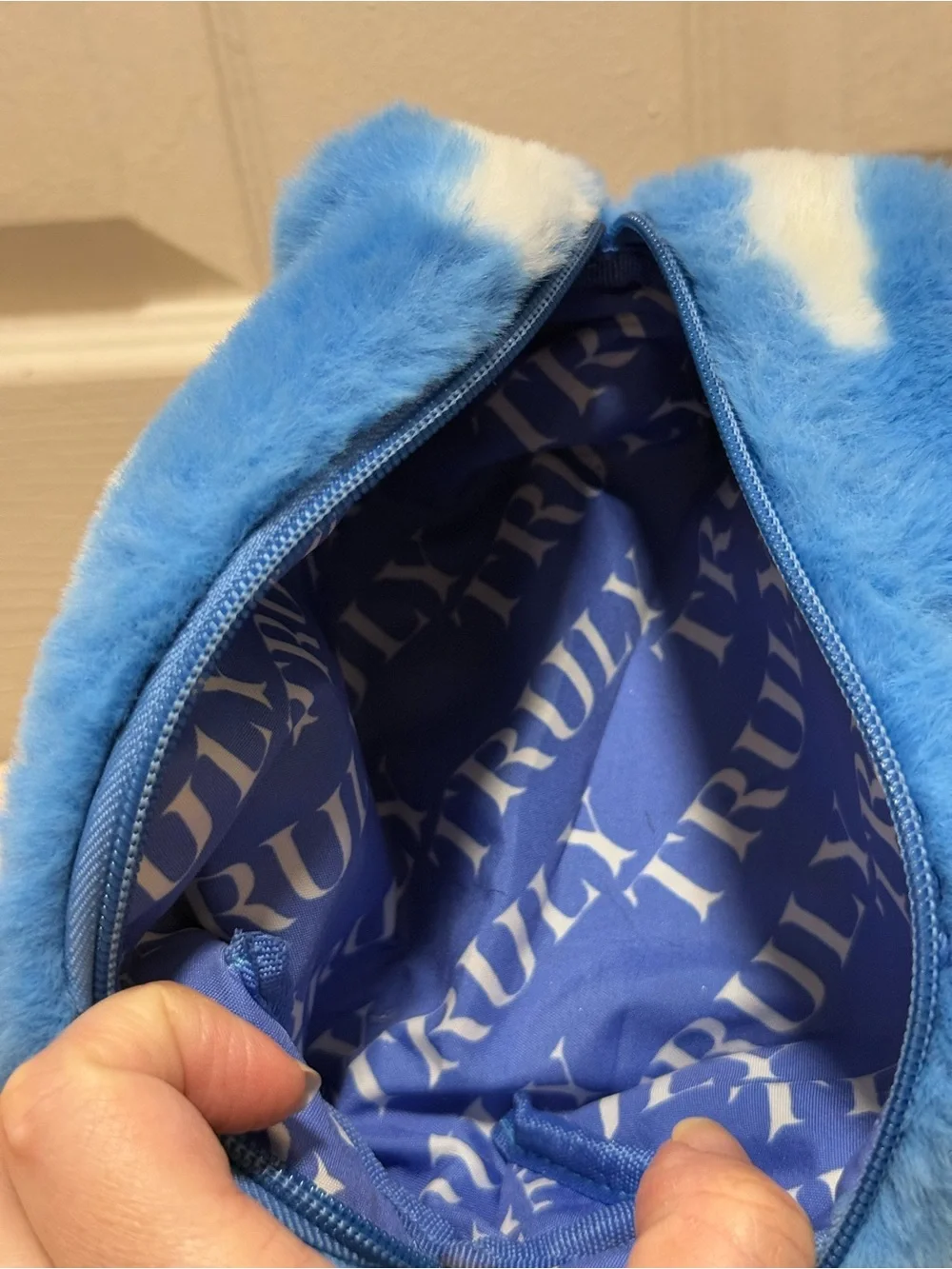 TRULY Plush Cloud Cosmetic Pouch - Blue & White